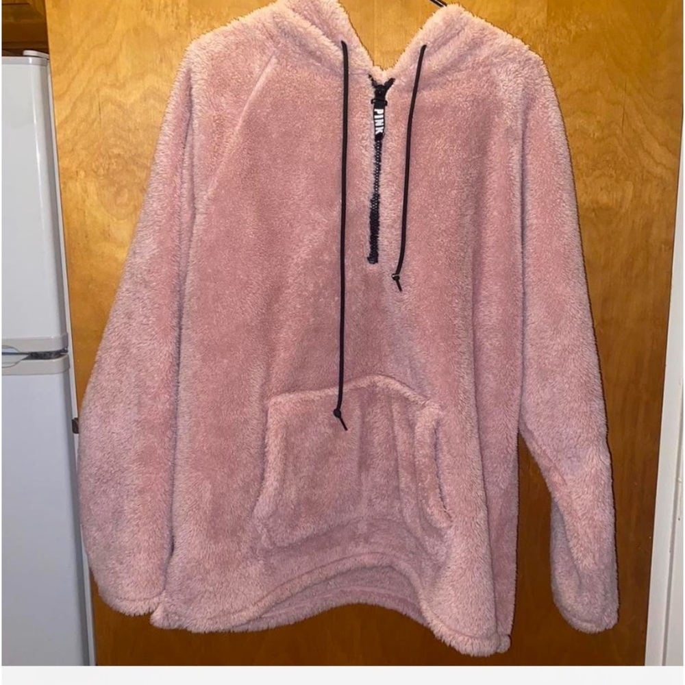 VS Pink Fluffy Hoodie Coat